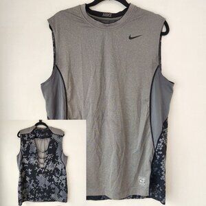 Nike Pro Combat Sleeveless Gray Workout Shirt Tank Top Cut-Outs Men's L